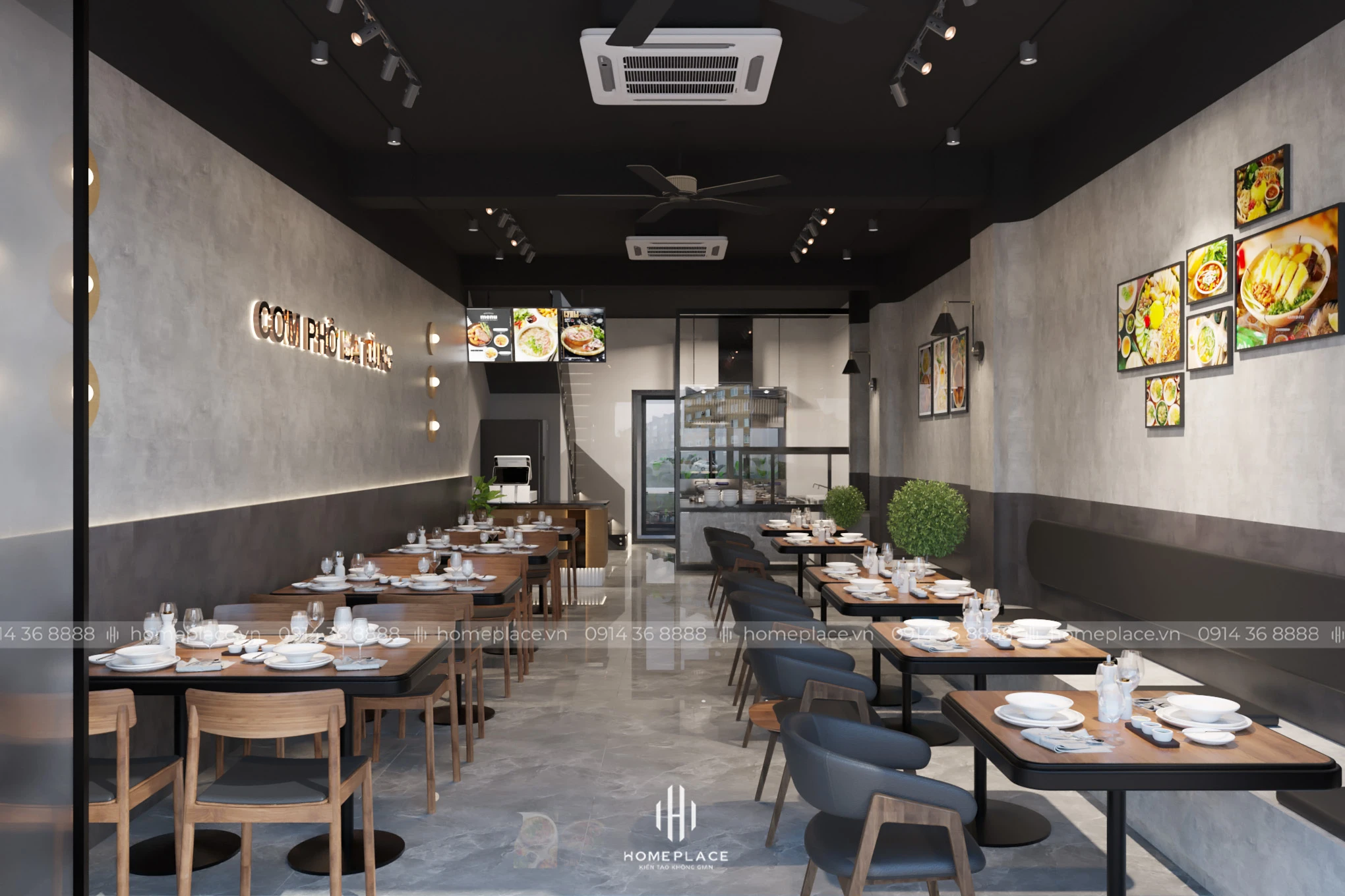 thiết kế nội thất quán ăn 